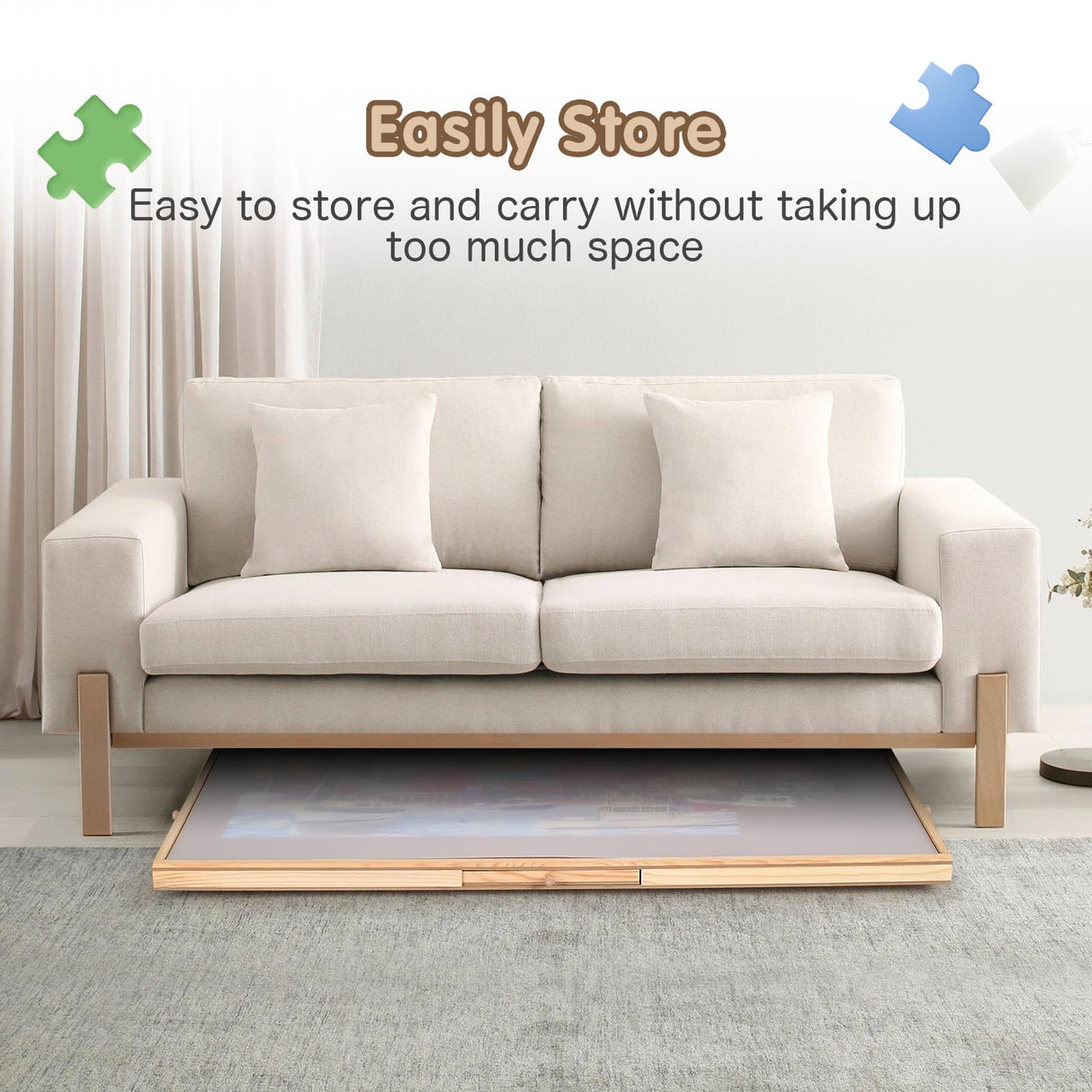 1500 Piece Rotating Wooden Puzzle Board with 6 Drawers & Cover,35” X 26” Jigsaw Puzzle Table Portable Wooden Puzzle Tables Gifts for Women Men Kids QUNPON