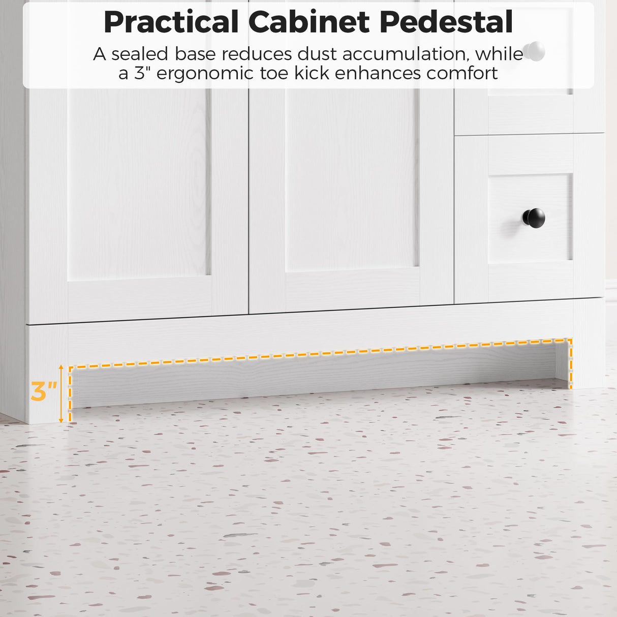 IRONCK 36" Bathroom Vanity with Sink, Freestanding Modern Bathroom Vanity Cabinet with 2 Soft-Close Doors & 2 Storage Drawers, Undermount Rectangular Ceramic Sink, Assembly Required, White IRONCK