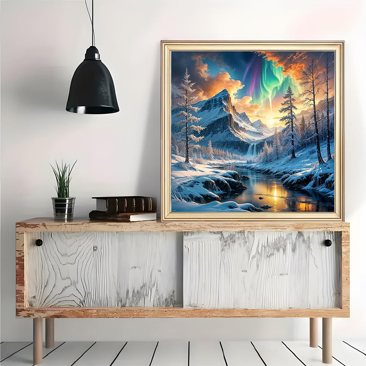 Winter Landscape Diamond Art Painting Kits for Adults, Mountain Lake Diamond Painting Kits for Adults Beginners, 5D DIY Full Drill Diamond Dot Gem Art Kits for Adult, Home Wall Decor 13.8x13.8 Inch AWLNKMC