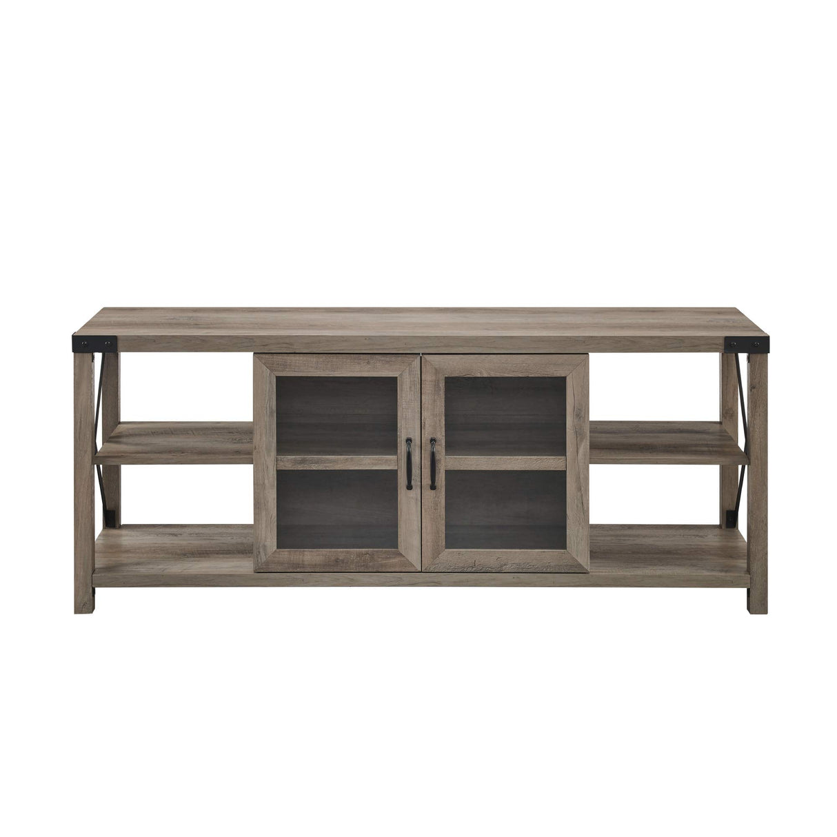 Walker Edison Modern Farmhouse Metal X Wood TV Stand Storage Cabinet for TV's up to 64" Flat Screen Universal TV Console Living Room Storage Shelves Entertainment Center, 60 Inch, Grey Walker Edison