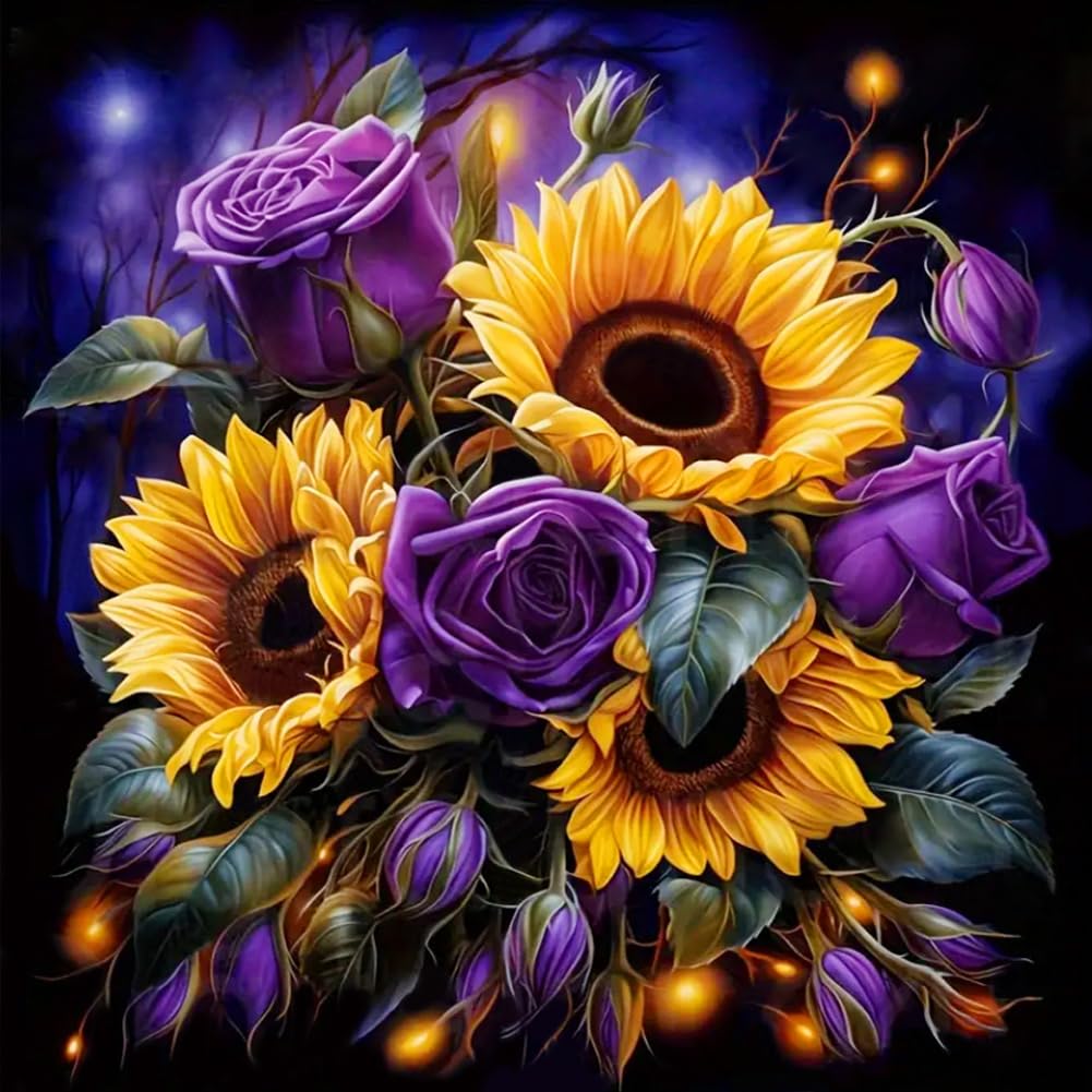 WSLWXSHM Diamond Painting Kits for Adults Sunflower, Round Full Drill Diamond Art Kits, 5D DIY Paint with Diamonds Crafts for Home Wall Decoration Gifts 12×12Inch, Flower WSLWXSHM