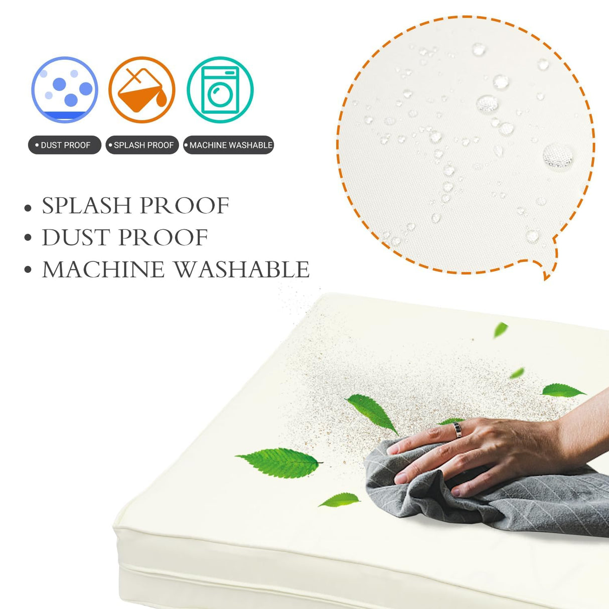 ClawsCover 13Pack Outdoor Seat and Back Cushions Replacement Covers Fit for 7Pieces Wicker Rattan Patio Furniture Set Sectional Couch with Dining Table and Ottoman,Cream-Include Cover Only ClawsCover