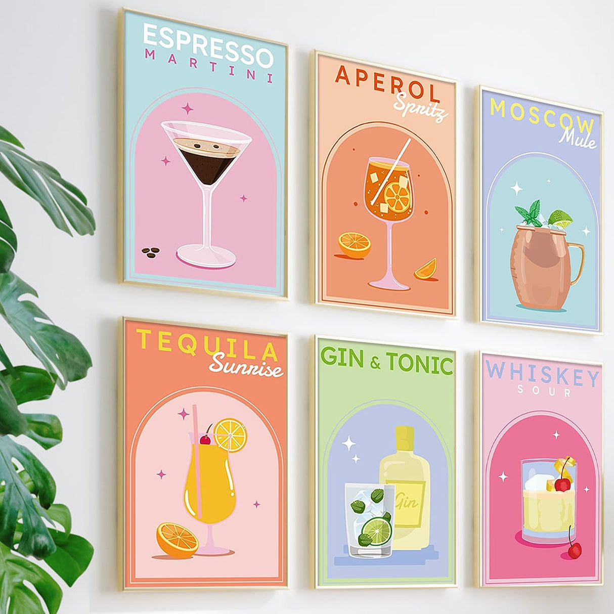 YALKIN 6 Packs Paint by Number Kits for Adults Beginners, DIY Acrylic Painting by Number Kits on Canvas Without Frame, Cocktail Adults Paint by Number for Home Wall Decor Gifts 20x30CM/7.8x11.8IN YALKIN