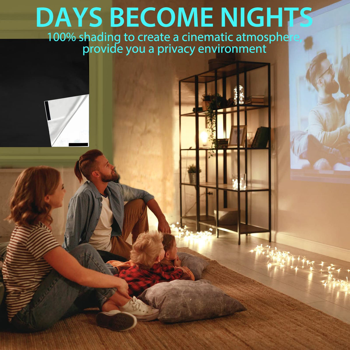 100% Portable Blackout Curtains - (157" x 59") Blackout Shades Cut to Size, Black Out Blinds for Window with Strong Hook & Loop Tabs, Travel Temporary Blackout Blinds for Nursery, Bedroom & Car BCJJ