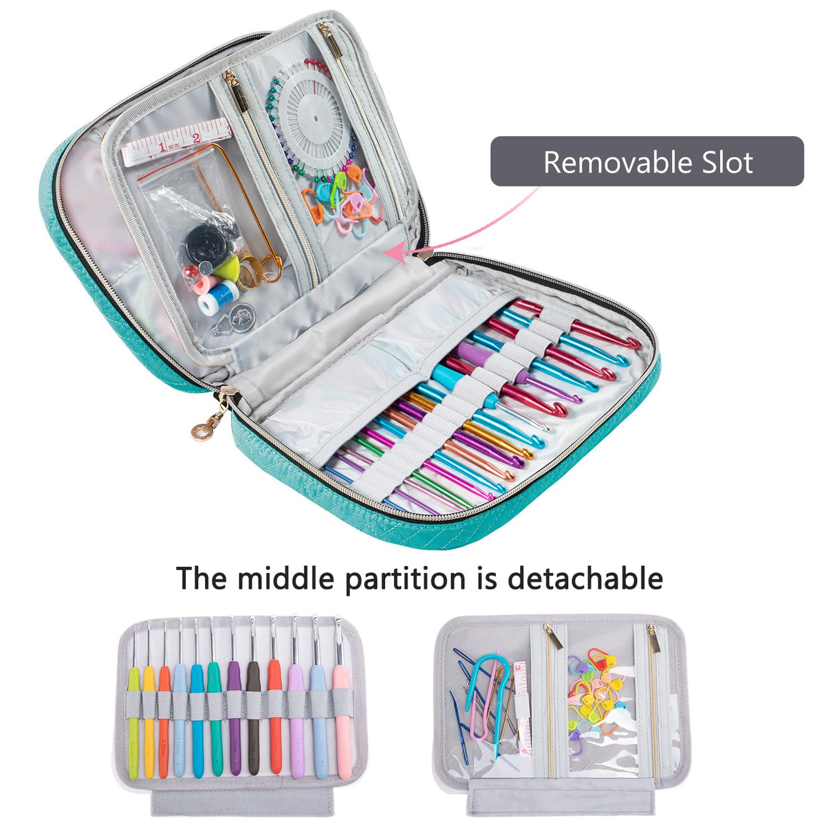 MYBAGZING Crochet Hook Case Empty - Quilted Crochet Organizer Case- Crochet Hook Holder for Circular Knitting Needles, Crochet Hooks (up to 8") Knitting & Crochet Supplies - Knitting Accessories MYBAGZING