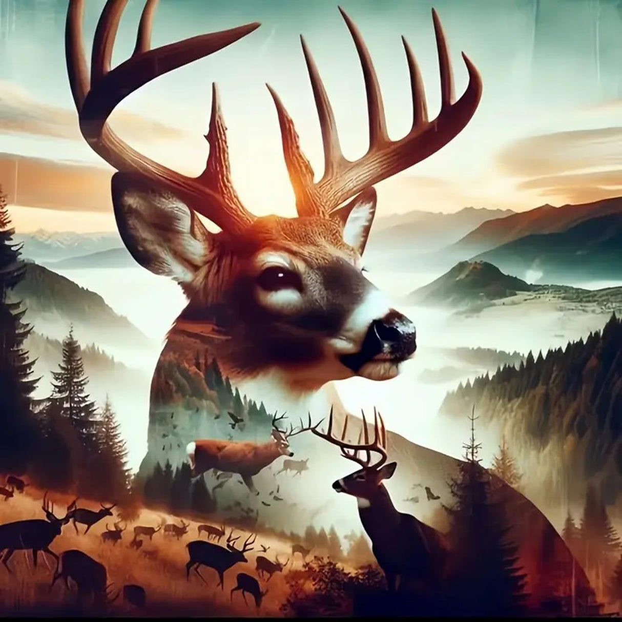 ARPADAMO Elk Diamond Art Kits for Adults,5D Deer Diamond Painting DIY Animal Diamond Art Diamond Painting Kit for Adult,Round Full Drill Diamonds, Diamond Art Kits for Home Decor-13.78x13.78inch ARPADAMO