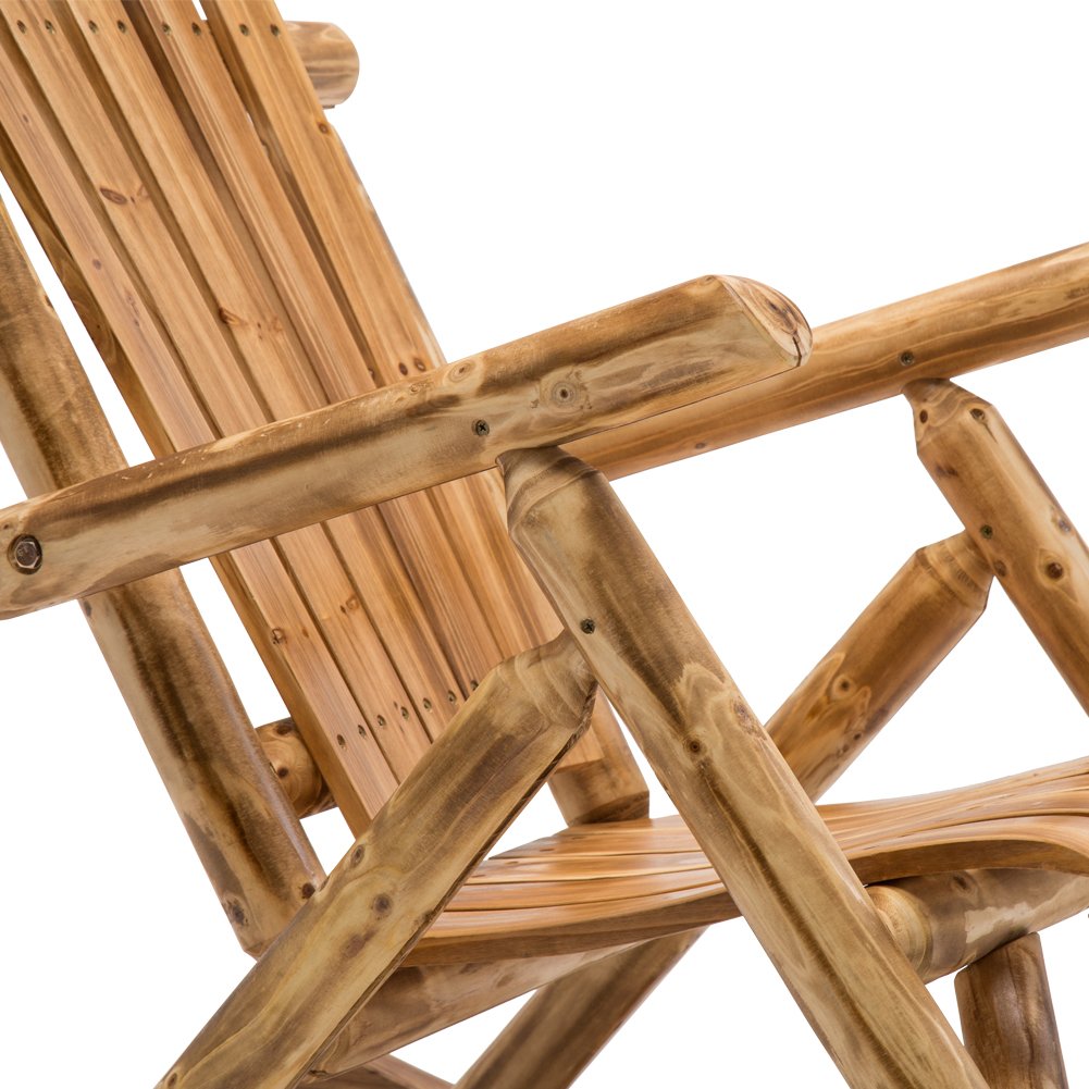 DJL Antique Wood Outdoor Rocking Log Chair Wooden Porch Rustic Log Rocker DJL