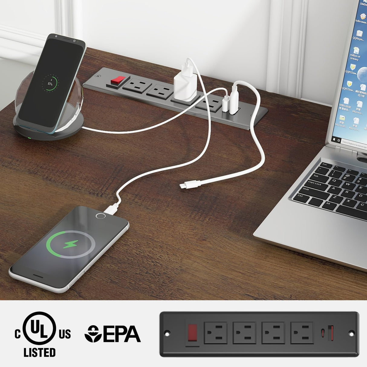 Farmhouse 47" Executive Desk, Computer Desk with Drawers and Storage Cabinet, Workstation Computer Desk for Home Office and Study, Unique White Vabches