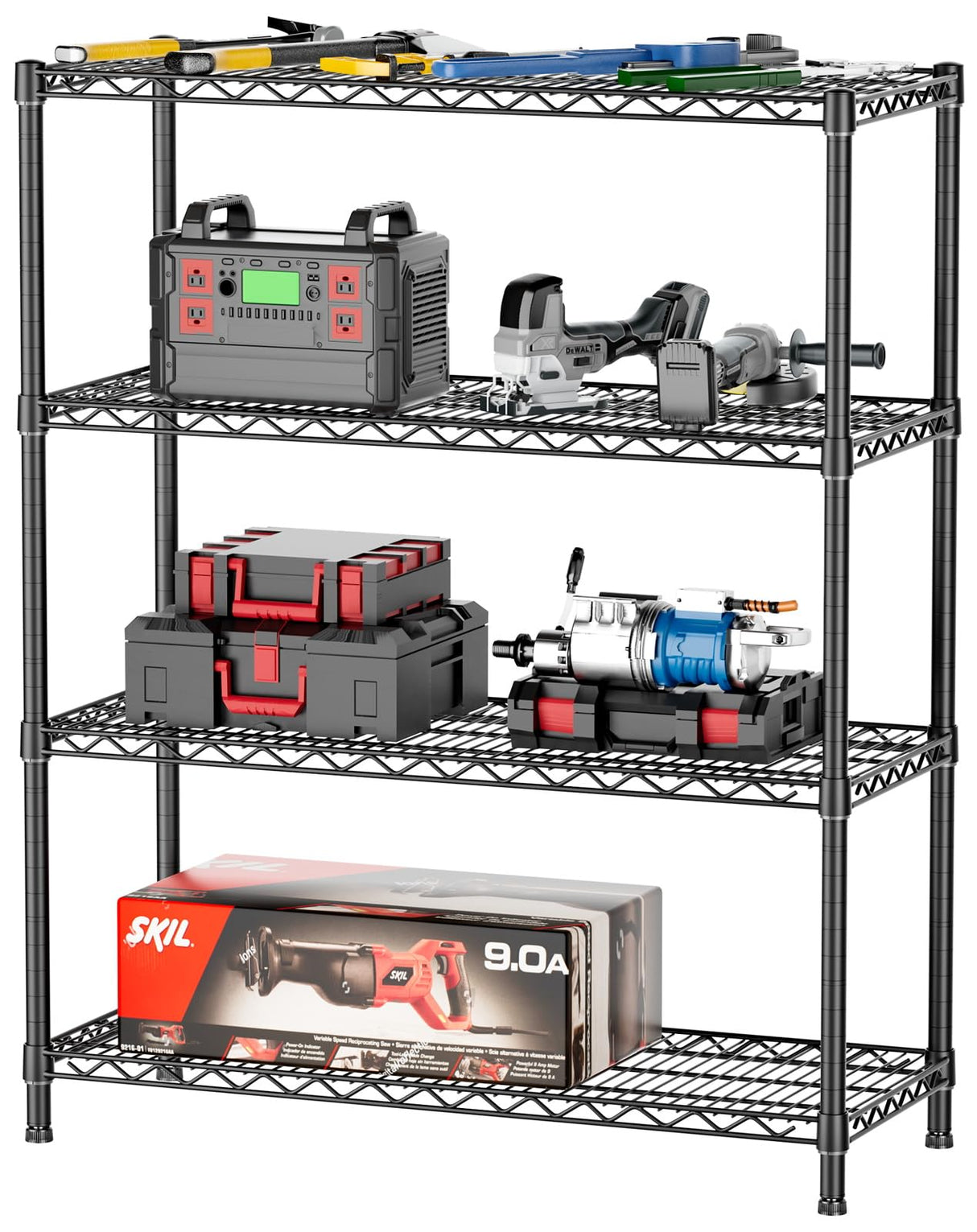 SINGAYE 4 Garage Heavy Duty Shelving Unit Kitchen Pantry Close Home Organizers and Storage Bathroom Shelf Laundry Room Organization Industrial Book Metal Wire Adjustable Shelves SINGAYE