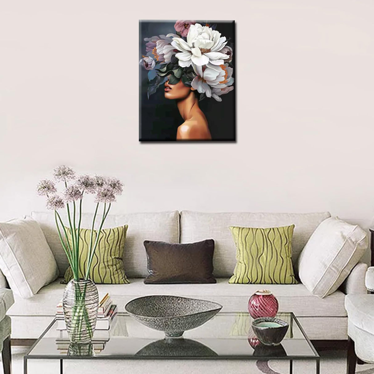 Tucocoo Lady Head Flower Picture Paint by Numbers for Adults - Modern Style Oil Painting Set With Frame - Fashion Acrylic Figure - 16''W x 20''H Tucocoo