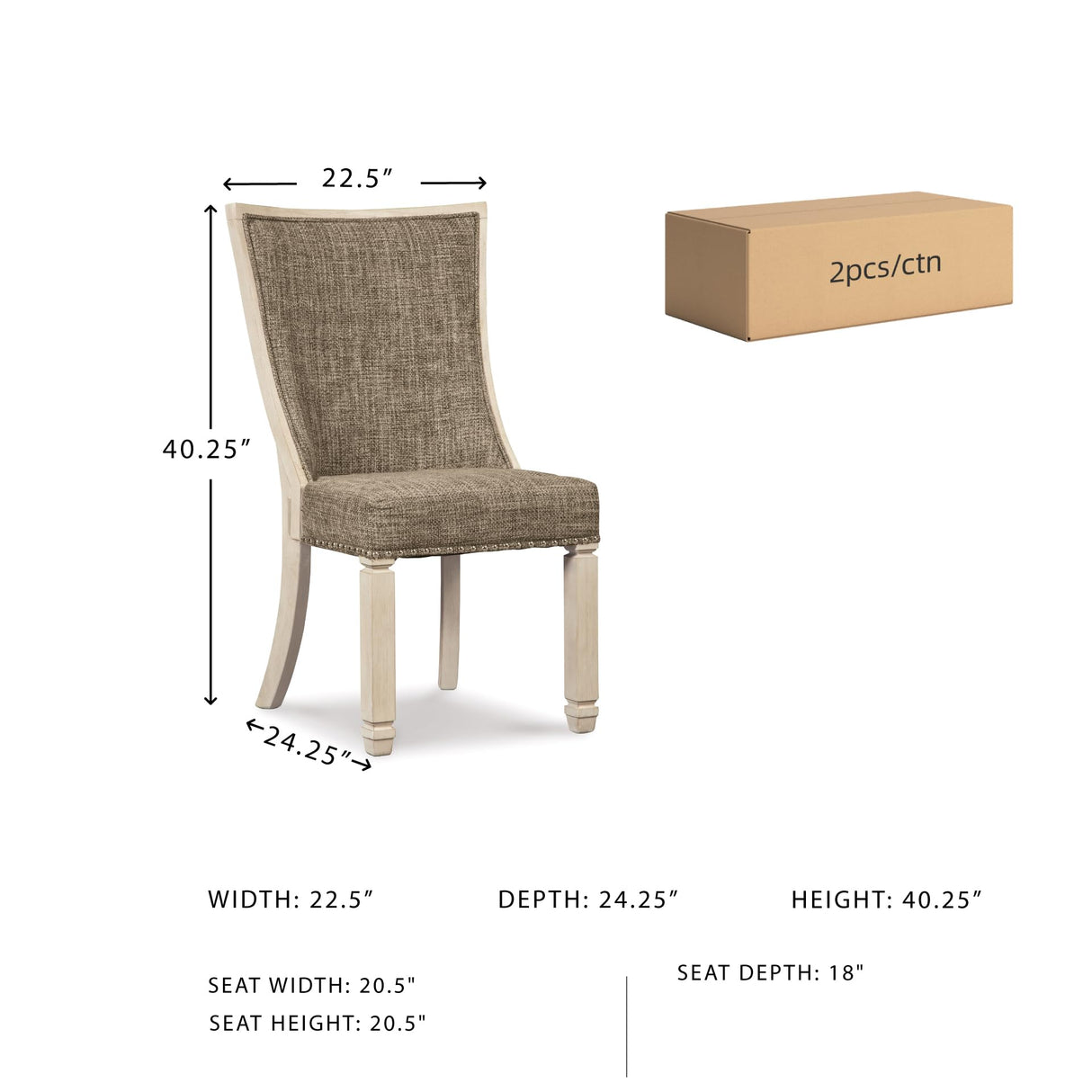 Signature Design by Ashley Bolanburg Modern Farmhouse Upholstered Dining Chair, 2 Count, Brown Signature Design by Ashley