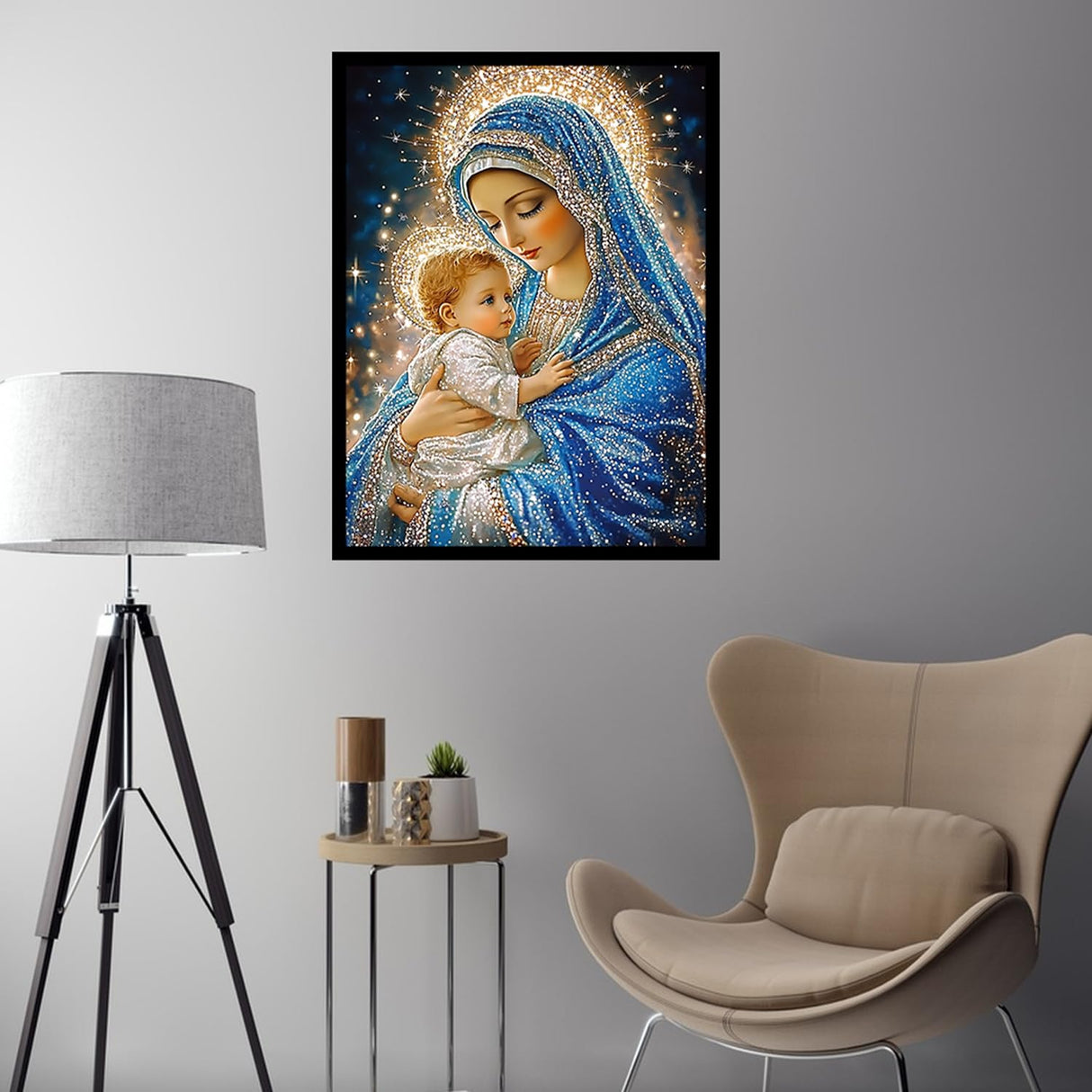 CHWGLFGG 5D Diamond Art Kits for Adults Beginners, Virgin Mary Diamond Painting Kits, DIY Full Round Drill Paint by Diamonds Dot Gem Art for Adults, Home Wall Decor 12x 16 Inch CHWGLFGG