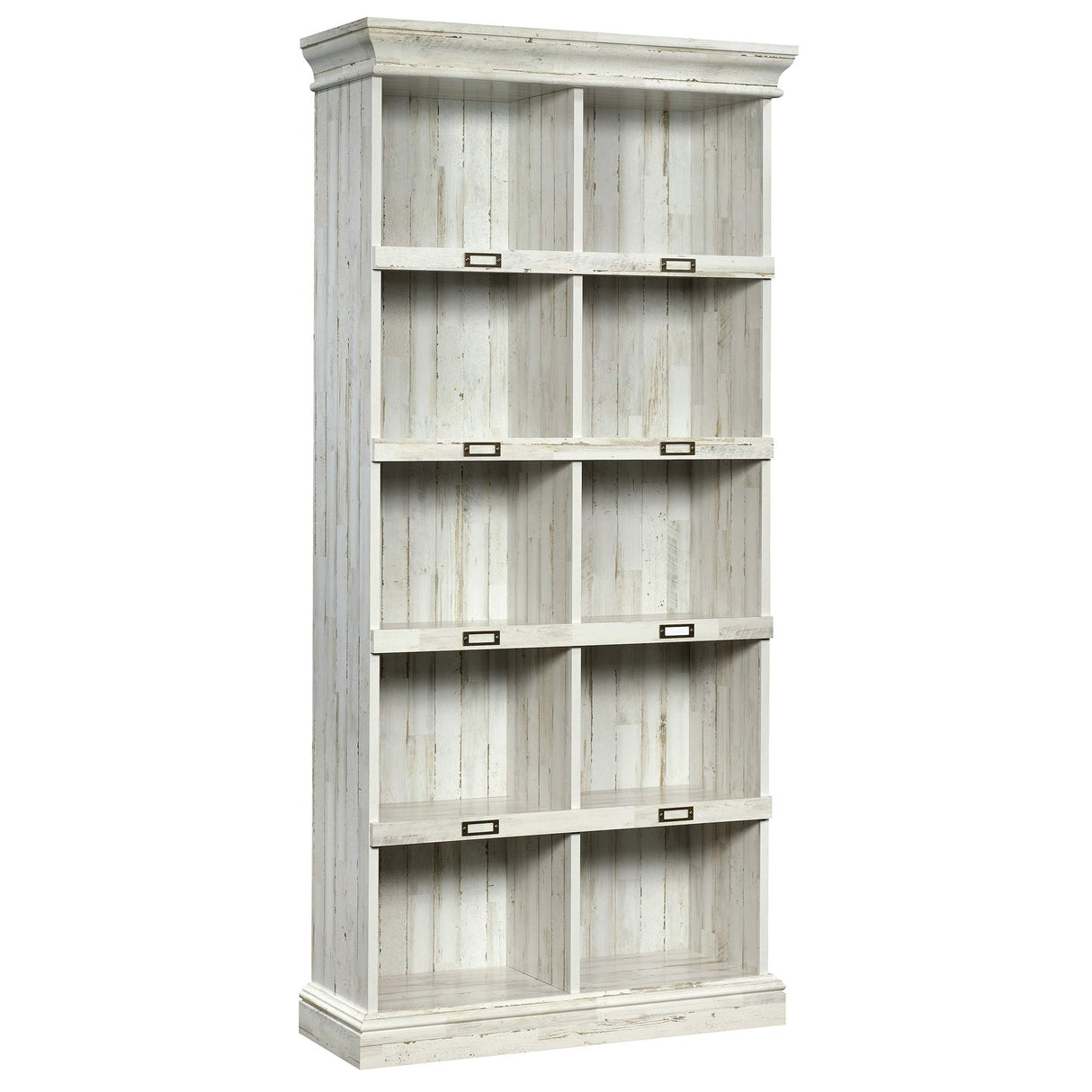 Sauder Barrister Lane Tall Bookcase/Book Shelf 10 Cube Cubby Storage Organizer, L: 35.55" x W: 13.5" x H: 75.04", White Plank Sauder