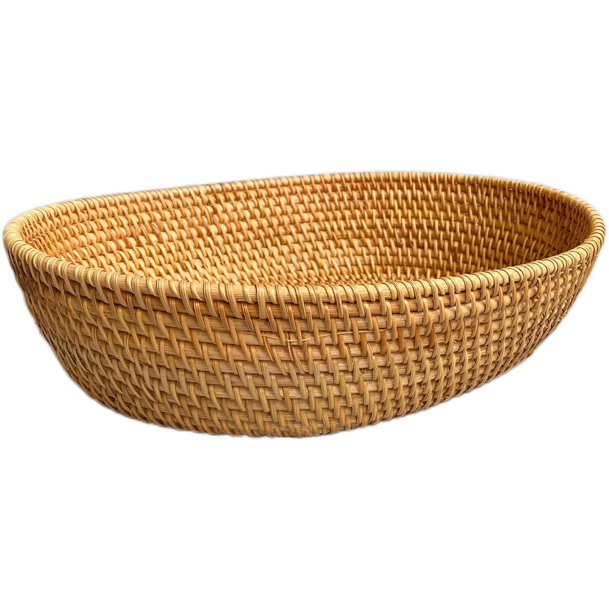amololo Large 14inch Oval Rattan Fruit Serving Basket,Wicker High Wall Fruit Vegetable Serving Basket Bowl,Large Rattan Dining Table Bowl for Various Things,Bread,Snack,Odds and Ends,Natural Brown amololo