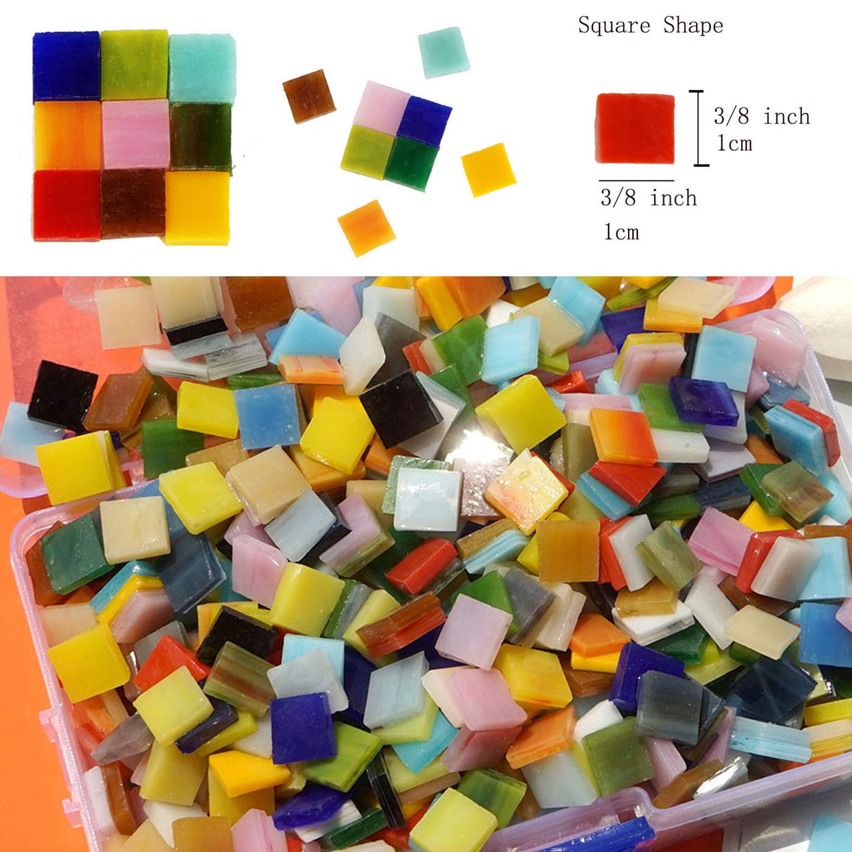 Lanyani 1050 Pieces Mixed Shapes Glass Mosaic Tiles for Crafts, Colorful Stained Glass Pieces for Mosaic Projects Lanyani
