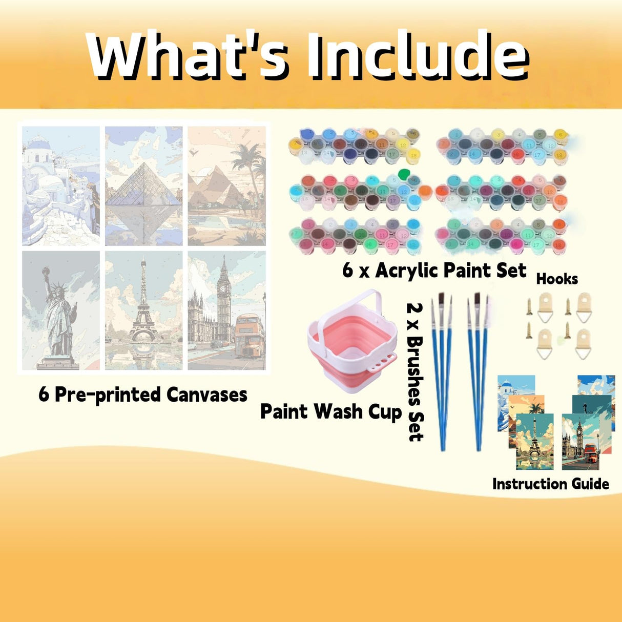 Lofenghome Paint by Number Kits for Adults, DIY Canvas Adults Craft Art Projects, World Landmarks Collection 6-Pack Famous Architecture Scenes for Adult Crafts Lofenghome