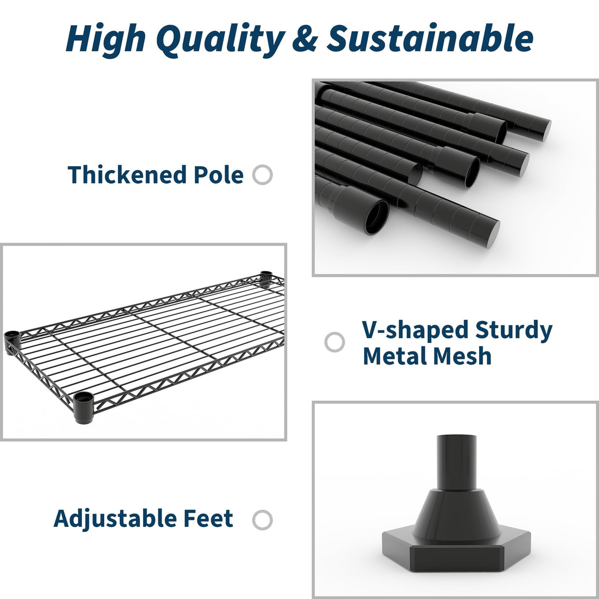 MilleLoom 5-Tier Storage Shelves, 60"W Metal Shelving Unit Heavy Duty Adjustable Garage Corner Wire Rack, H-Shaped/L-shaped Shelf for Kitchens, Pantry Rooms, Basement Storage,13.8"D x 60"W x 70.5"H MilleLoom