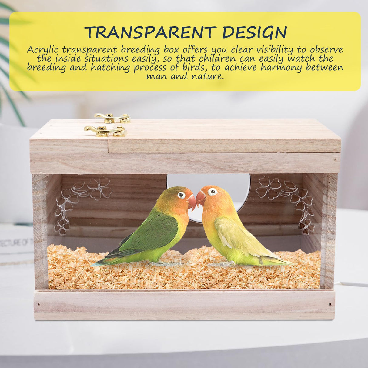 KHEARPSL Parakeet Nesting Box Transparent Bird Budgie Breeding Box Bird Nest Cage House for Lovebirds Cockatiels Parrots Budgie Finch Canary (Medium) KHEARPSL