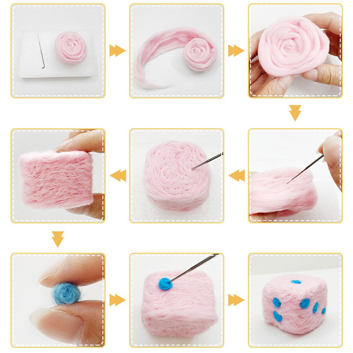 HDFCLUP Needle Felting Kit, Needle Felt Kits for Beginners, Wool Roving Set 40 Rolls, Needle Felting Tools Kit Wool Felt Tools with Instruction Included for Felted Animal Needle Felting Supplies HDFCLUP