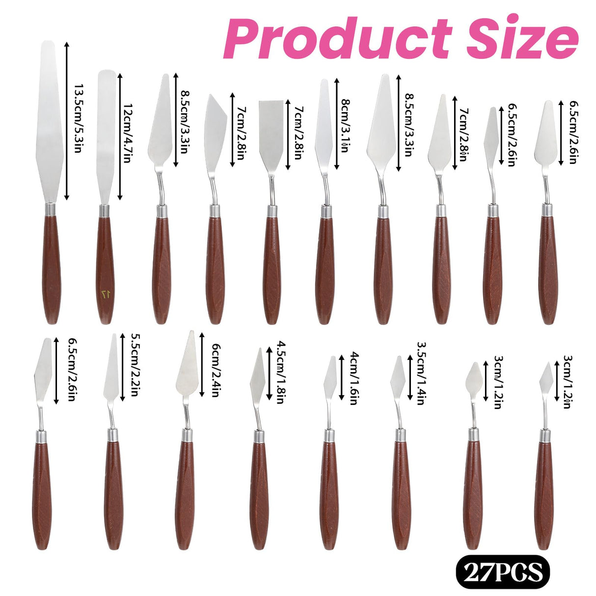 Palette Knife Set, 27Pcs Palette Knives Stainless Steel Art Paint Knife Professional Paint Spatula Painting Knife with Wood Handle for Oil Painting Acrylic Color Mixing and Texturing DIVINA VITAE
