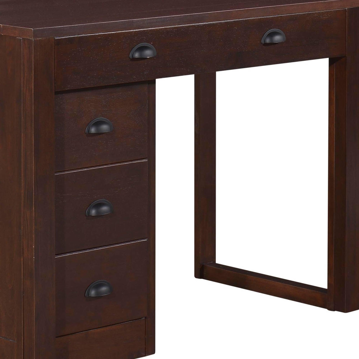 Meco Stakmore Wooden Made Expandable Desk with Ottoman, Dark Espresso Finish, and 3 Functioning Drawers for Home Office Tables, Espresso MECO