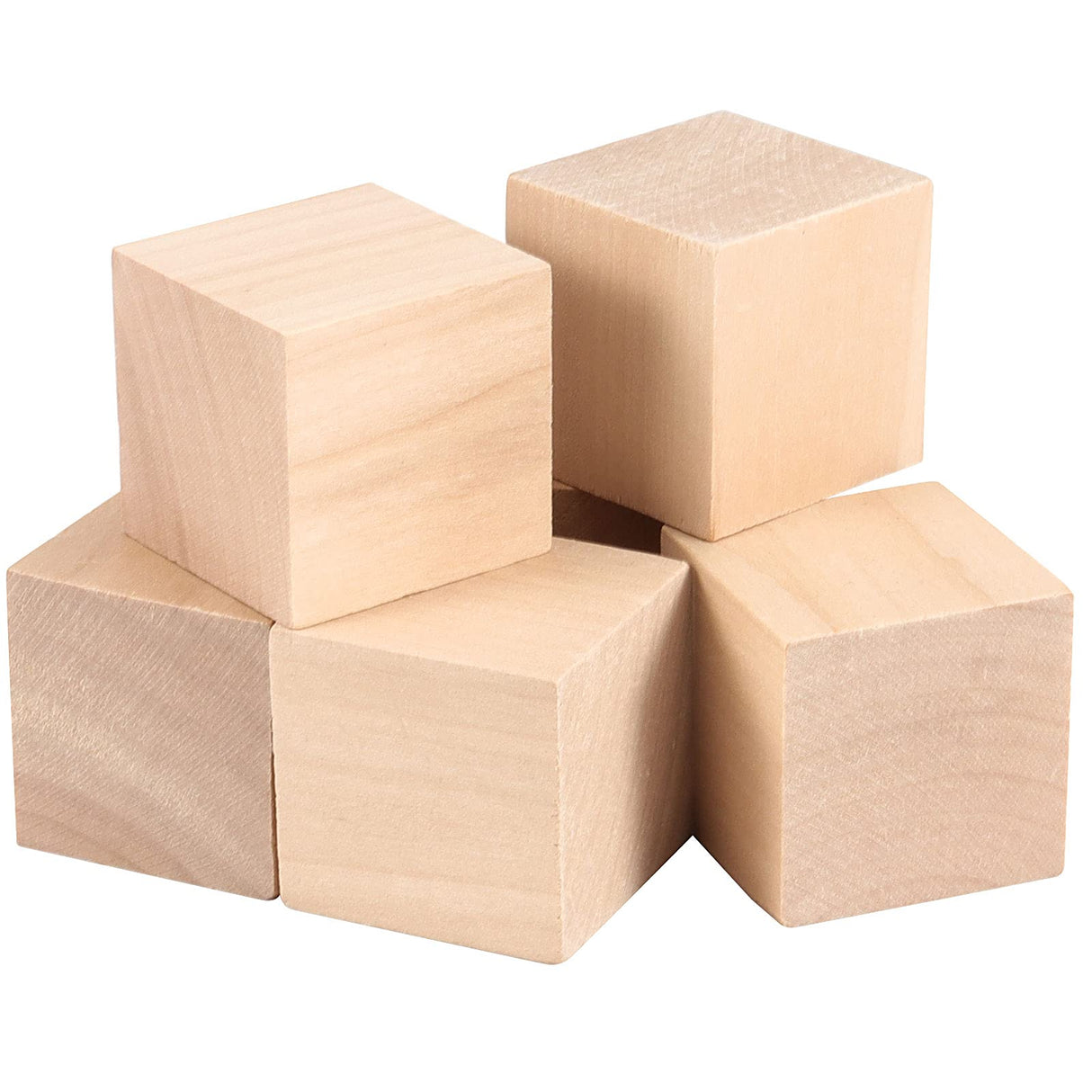 ZOENHOU 24 PCS 2 Inch Wooden Blocks, Solid Premium Natural Hard Wood Cube Unfinished Wooden Block Set for Painting Decorating Crafting DIY Projects ZOENHOU