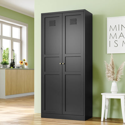 RAVIGIN Metal Storage Cabinet,71" H Pantry Cabinet with 2 Doors and 5 Adjustable Shelves,6 Tier Tall Kitchen Storage Cabinets for Kitchen,Pantry,Living/Study/Laundry Room(Black)