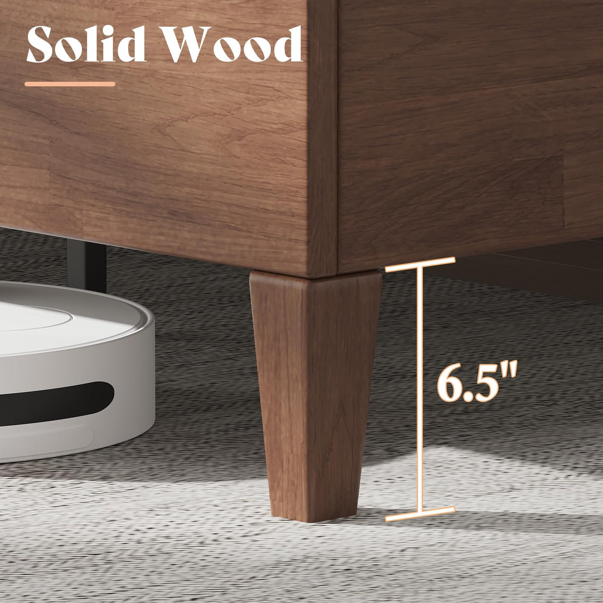 AMERLIFE Queen Size Solid Wood Bed Frame with Tall Tufted Headboard, Mid-Century Style, No Box Spring Required, Easy Assembly, Walnut AMERLIFE