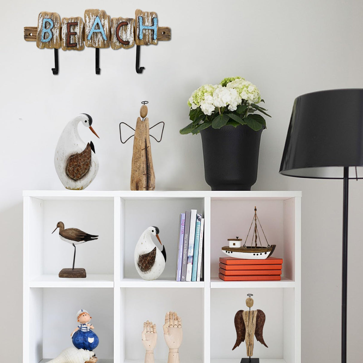 Veclotch Rustic Wood Angel Figurine Hand Craved Guardian Angel Sculpture Table Top Decoration Farmhouse Angel Statue Home Decor (10.8"" H), Brown Veclotch