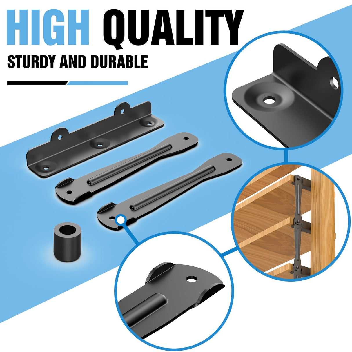 Suemisi Louver Bracket Kit, Louver Haedware Set, Sunblind System and Fence Louver System for Garden, Shutters and Blinds,Complete Kit for 11 Boards Black (1) Suemisi