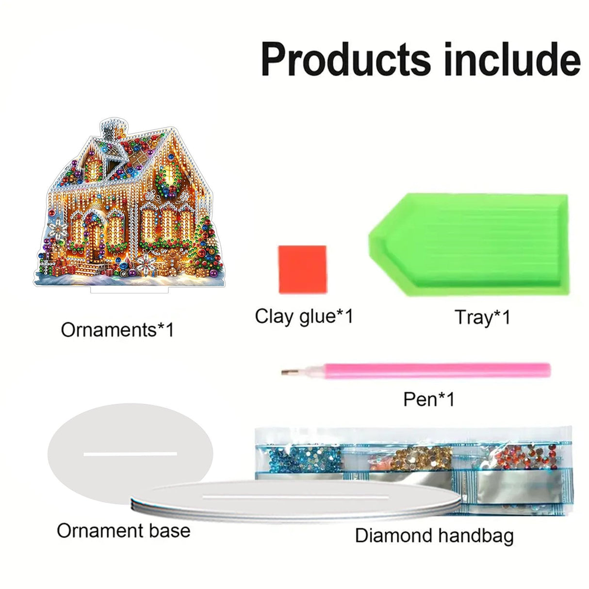 AIBOERL 5D Diamond Art Ornaments Kits, House DIY Diamond Art Painting Desktop Ornament, Special Shaped Crystal Diamond Art Painting Tabletop Home Office Decor AIBOERL