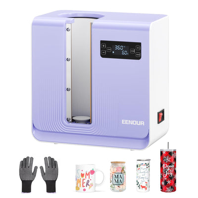 EENOUR Fully Auto Tumbler Heat Press Machine, Auto Rotate Tumbler Press, Pressure Setting Mug Heat Press for Seamless Print, Even Heating Cup Press, for 2.55"-3.74" Sublimation Tumblers, Mugs, Glasses