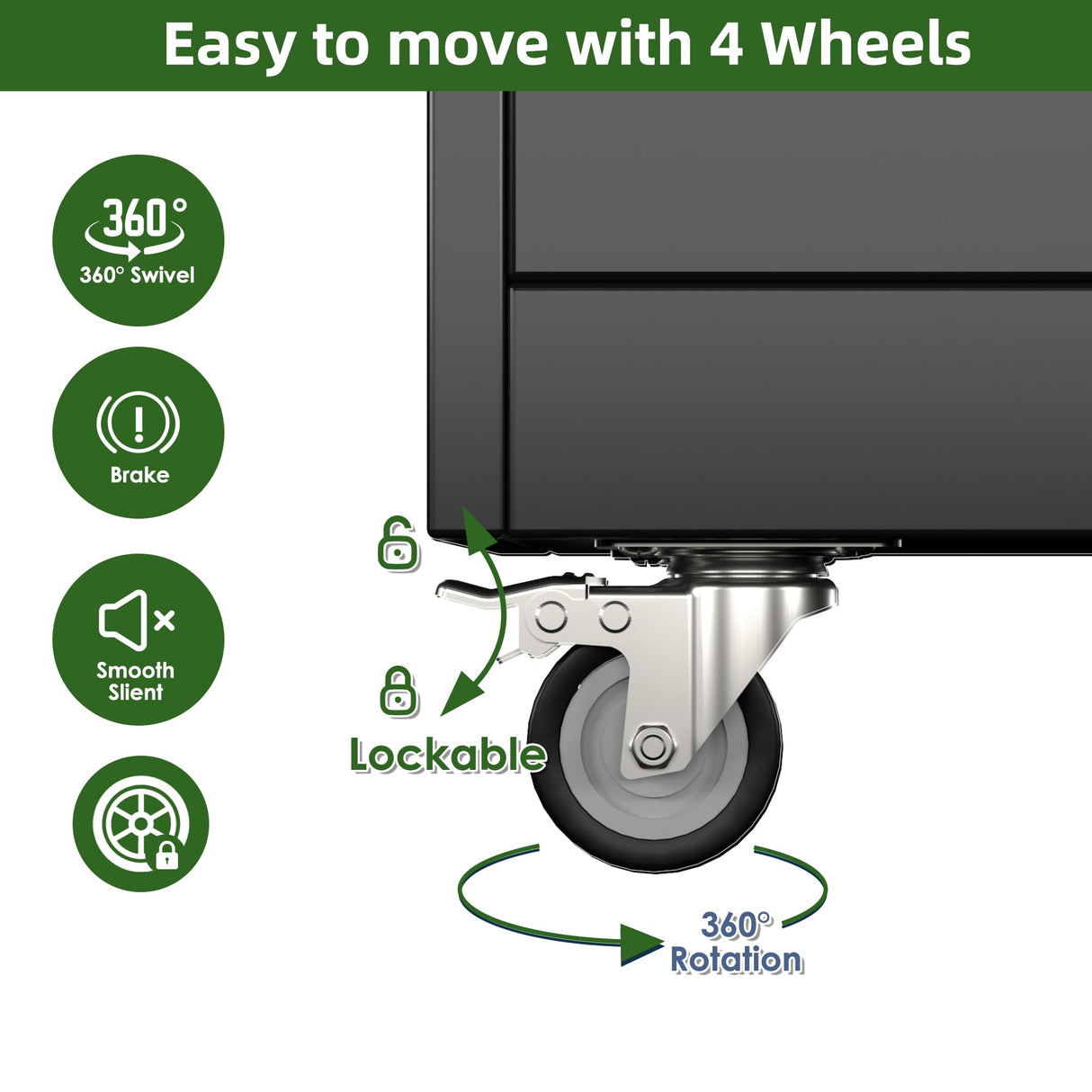 Reemoon Broom Closet Storage Cabinet with Wheels and Pegboard,Metal Garage Storage Cabinet with Doors and Adjustable Shelves for Garage Home,Required Assembly,Black Reemoon