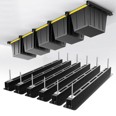 EVERHANGER Ceiling Storage Rack, Heavy Duty Overhead Garage Storage Rack, Adjustable Ceiling Bin Storage System, 6 Sets for 5 Bins, 26 Inch