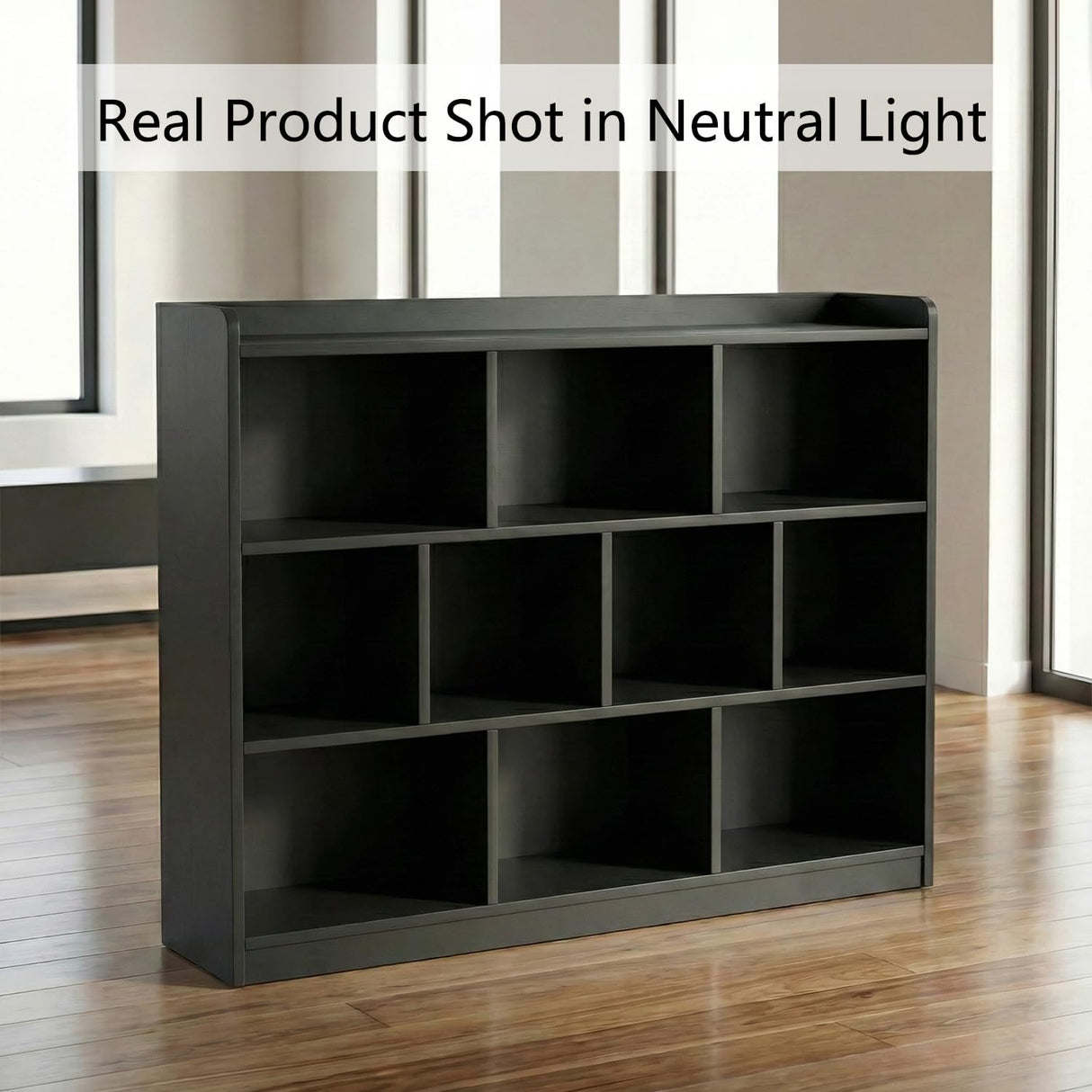 DIYART Black Bookshelf, Wood Bookcase with 3 Tier Open Shelves, 10-Cube Minimalist Storage Shelf for Living Room, Bedroom, 55.1" W x 42.5" H DIYART