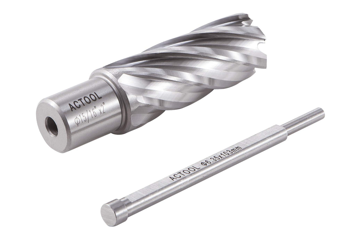 ACTOOL 15/16" Diameter × 2" Depth of Cut HSS ANNULAR Cutter with 3/4'' Weldon Shank ACTOOL