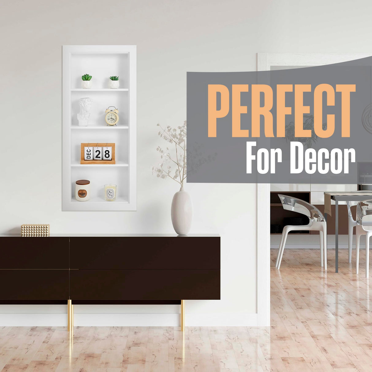 Houseables Recessed Medicine Cabinet, Recessed Wall Niche, Medicine Cabinet Insert, Bathroom Niche, In Wall Shelf, Insert for Drywall, Between Studs Shelf Replacement, Without No Mirror, 14x36 (17x38) Houseables