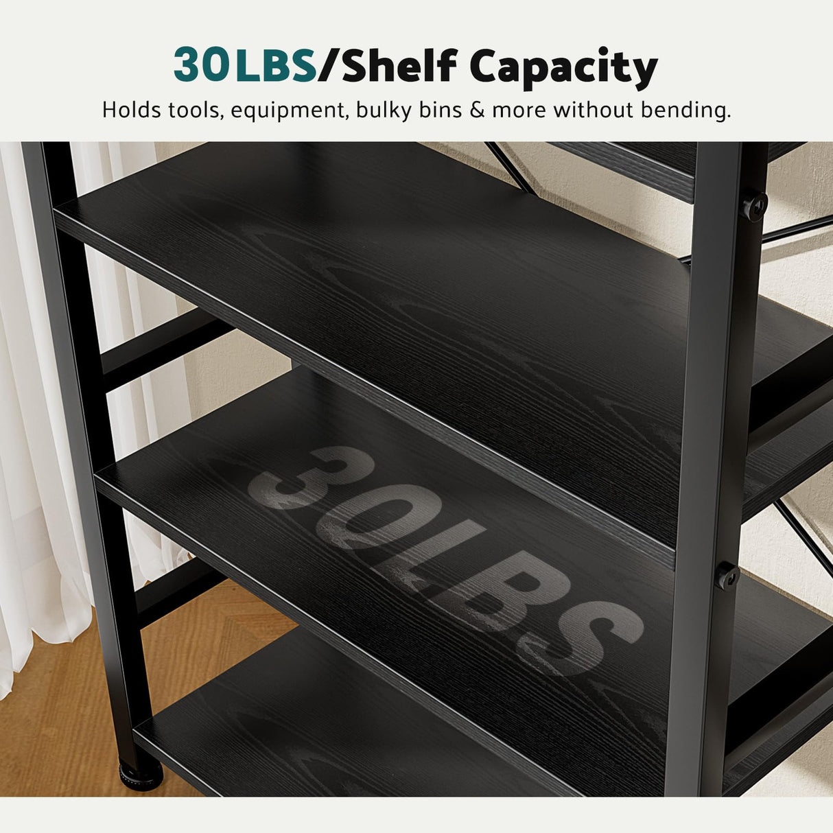 NEWBULIG Book Shelf 5 Tier Modern Bookcase Sturdy Metal Storage Organizer Books/CDs/Magazines Industrial Open Display Shelf for Bedroom Home Office Kitchen Living Room NEWBULIG