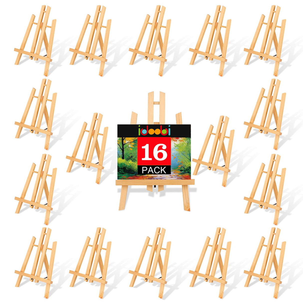 idoobi 16 Pack 11.8" Wooden Easel, Easel Stand for Painting, Tabletop Easel for Artist/Students/Beginners, Portable Canvas Photo Picture Sign Holder idoobi