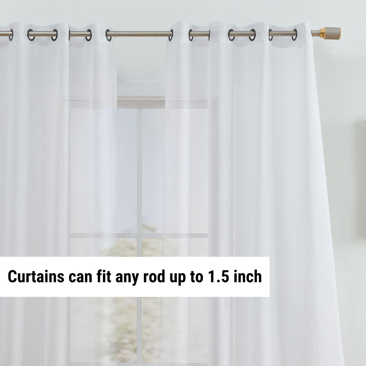 HLC.ME 2 Piece Semi Sheer Voile Window Treatment Curtain Grommet Panels for Bedroom (54" W x 108" L, White) HLC.ME