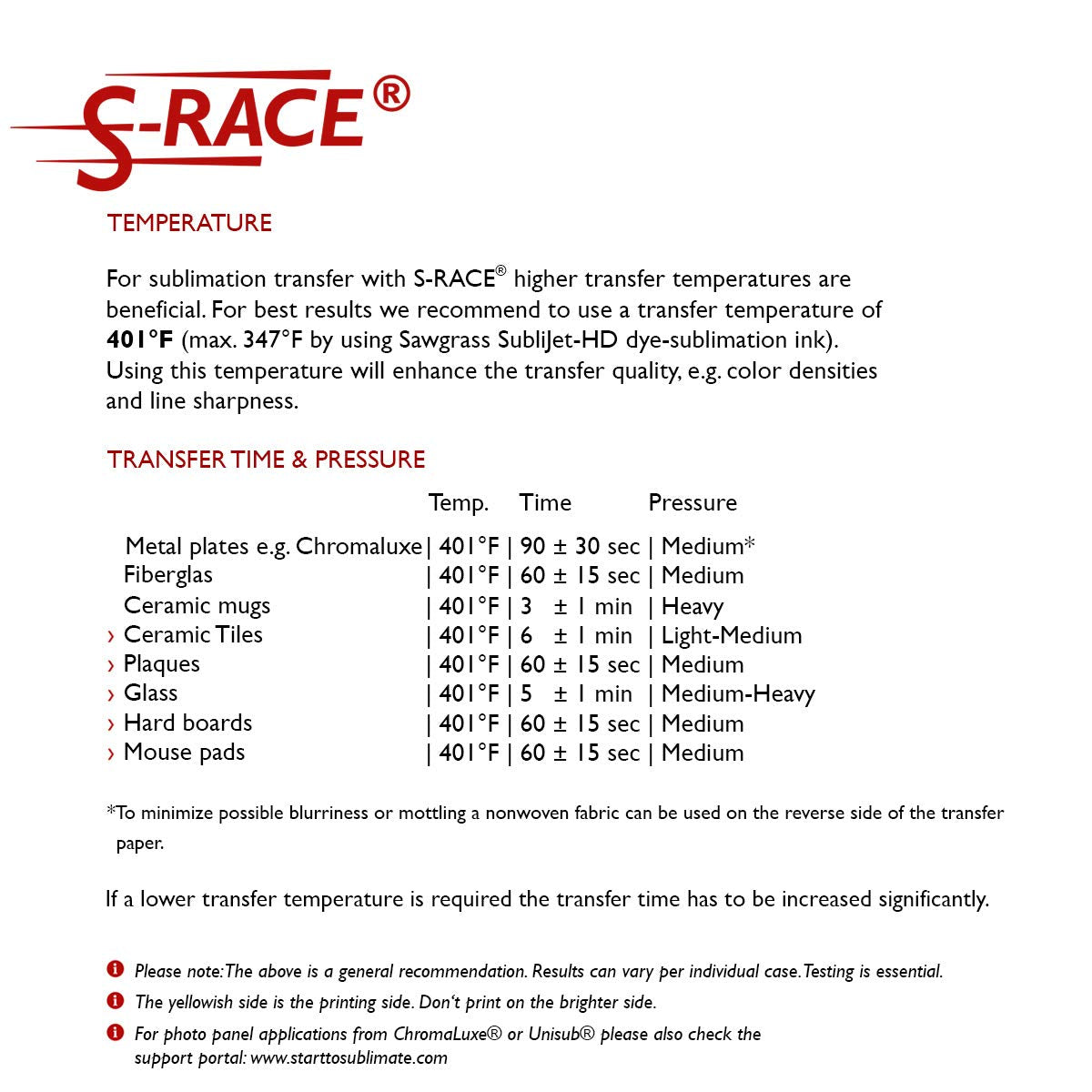 S-RACE Sublimation Paper 8.5 x 11 inch, 100 Sheets - For Printers With Sublimation Inks, e.g. compatible with Epson, Sawgrass, Ricoh etc. - Fast Drying, Smear-Proof, Vibrant Colors S-RACE