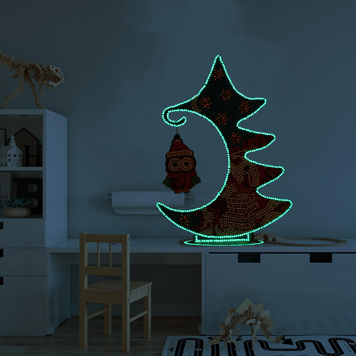 Syntego 5D DIY Christmas Tree Glow in The Dark Night Stand Luminous Diamond Painting Art for Adults 30cm x 23cm(11.5in x9in) (Blue Santa) Syntego