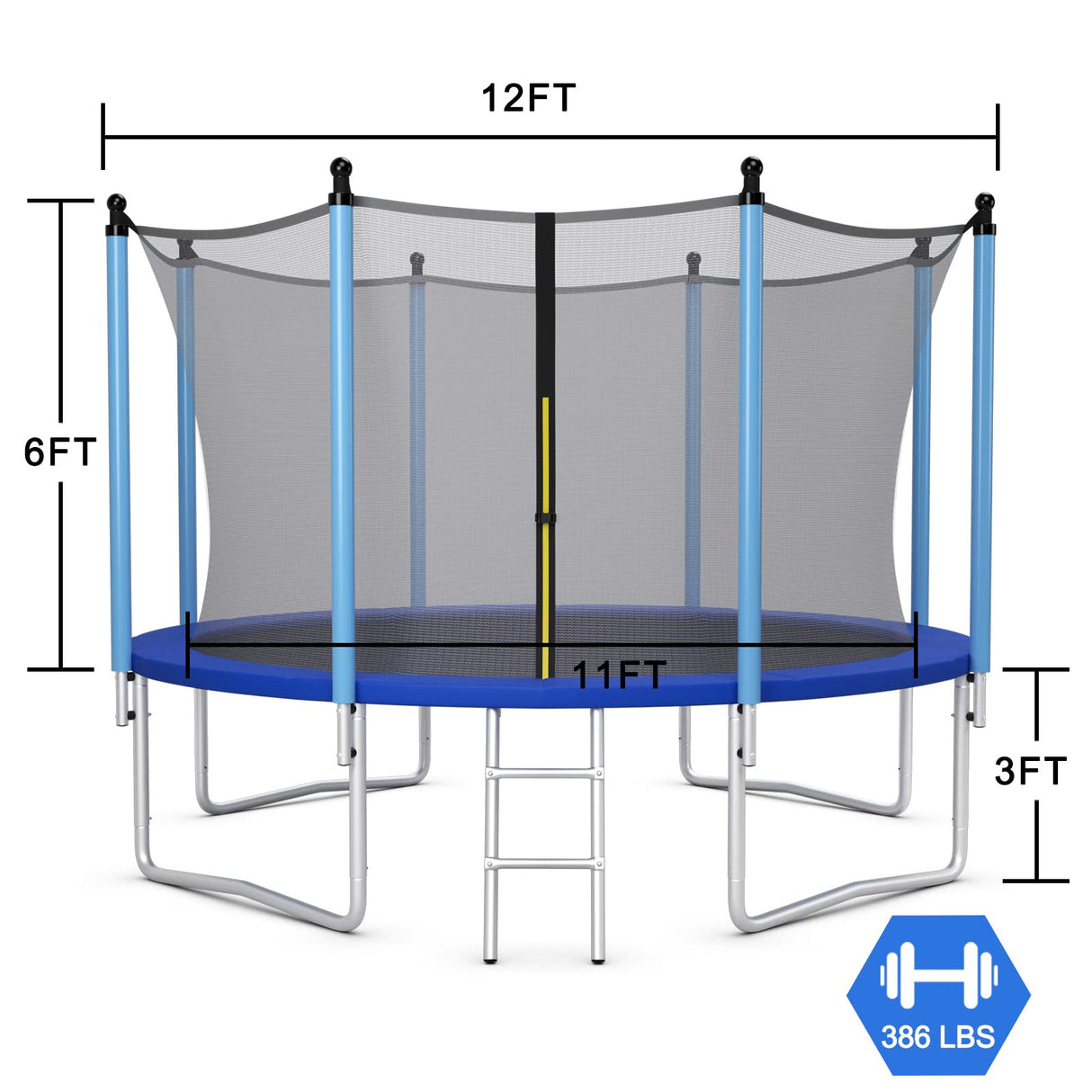 Giantex Trampoline, 12Ft ASTM Certified Approved Recreational Trampolines with Enclosure Net, Outdoor Large Trampoline for Adults Kids Giantex