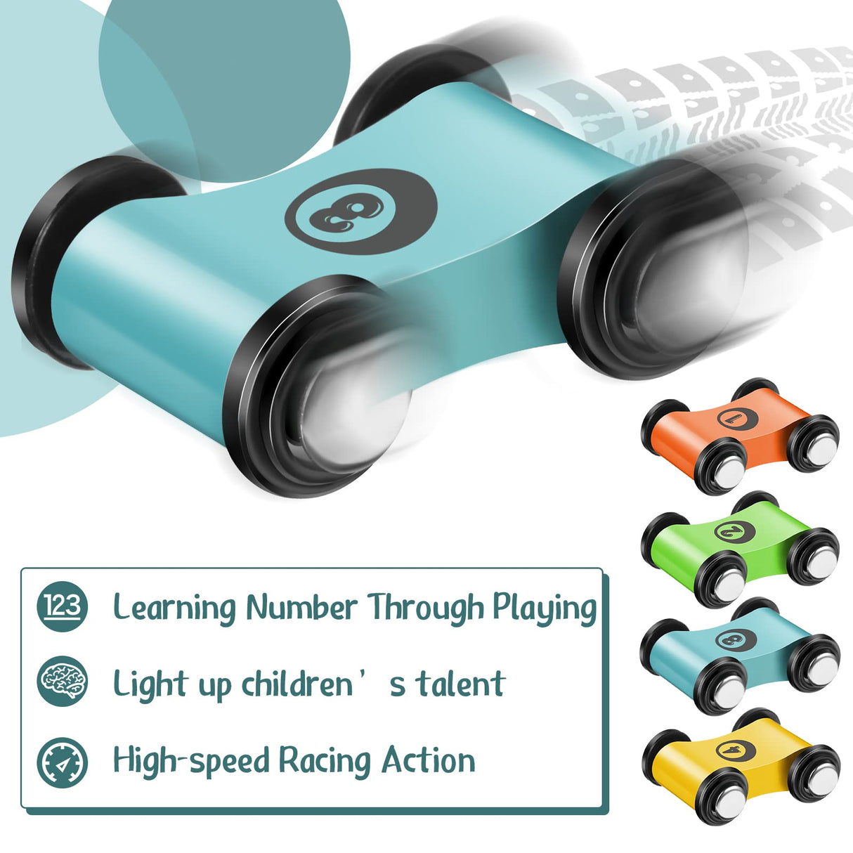 12 Pieces Mini Wooden Car Ramp Wooden Race Track Toy Car Toddler Car for Race Track Replacement Cars, Aged 6+, Present (Circle Print) Chivao