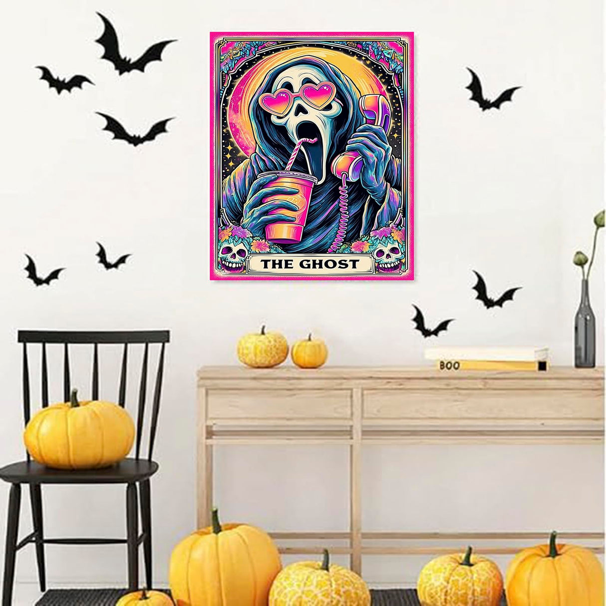 DIYDECORFUN Halloween Ghost Diamond Art Painting Kits for Adults Beginner The Ghost Diamond Art On Canvas,DIY 5D Full Round Drills Skull Painting with Diamonds Gem Art Crafts for Home Decor 12x16 in DIYDECORFUN