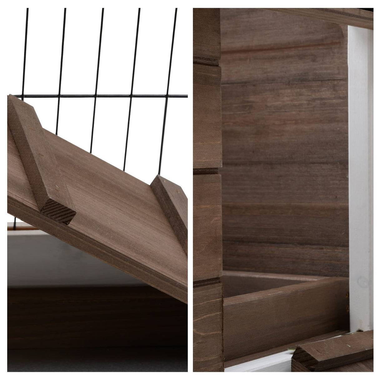 PawHut Wooden Rabbit Hutch Elevated Bunny Cage Indoor Small Animal Habitat with Enclosed Run with Wheels, Ramp, Removable Tray Ideal for Guinea Pigs, Brown PawHut