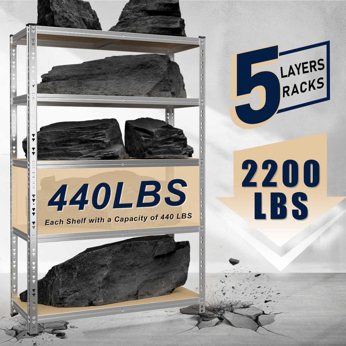 ZEUKMXOO Metal Shelving Racks, 35.4''×15.7''×70.8'' Heavy Duty Shelving Unit, 2200 LBS Garage Shelves and Storage, Industrial Shelf Free Standing, Organizer Shelf ZEUKMXOO