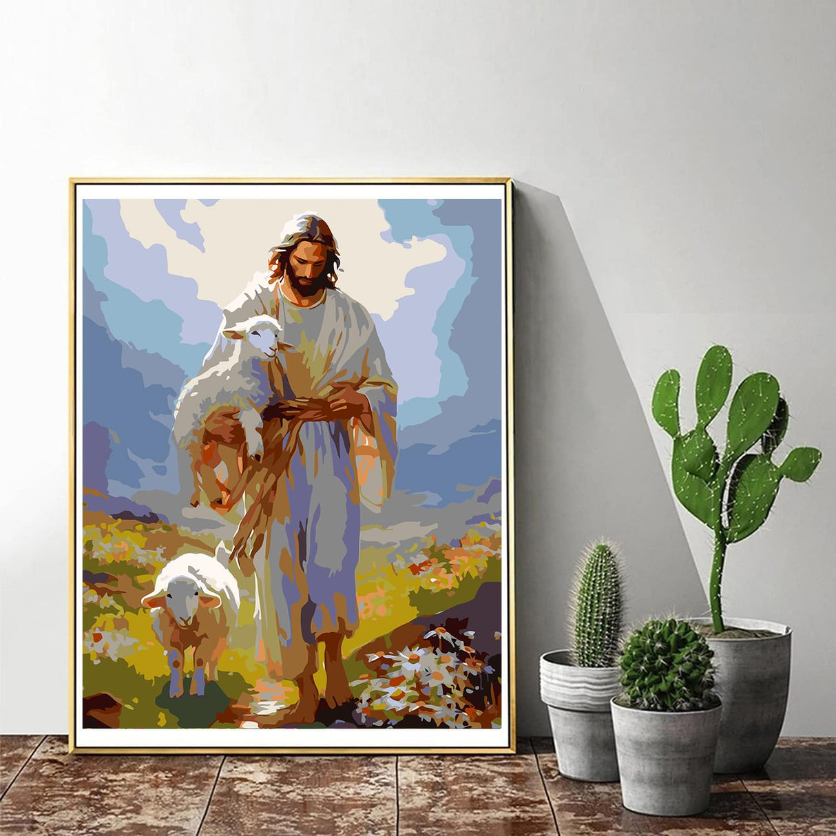 igoodom Jesus Paint by Numbers for Adults - Christian Paint by Numbers Kits on Canvas for Beginners DIY Potted Acrylic Oil Painting Art Crafts Set for Home Decor Wall Art 16x20in igoodom