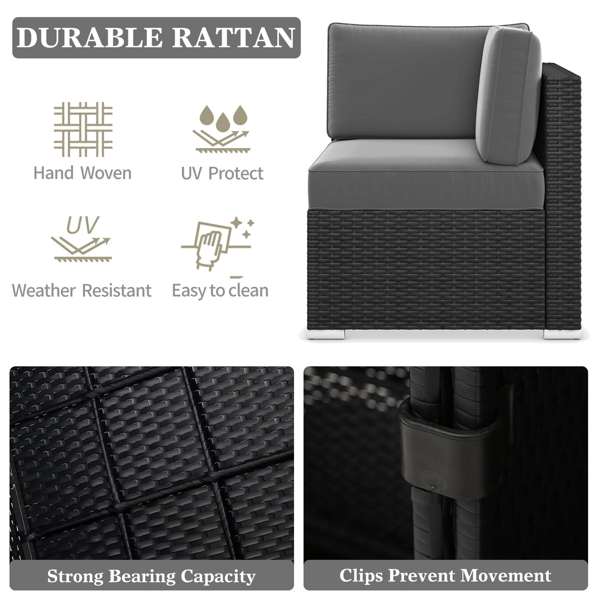 LayinSun 15 Piece Patio Furniture Set with Fire Pit Table, Outdoor Conversation Sets Wicker Rattan Sectional Sofa with Coffee Table LayinSun