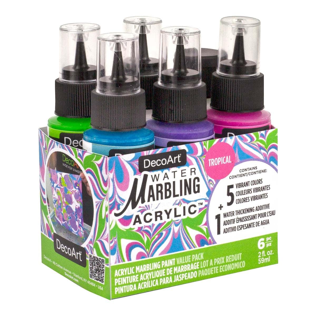 DecoArt Water Marbling Acrylic Paint - Tropical, Set of 6, 2 oz DecoArt